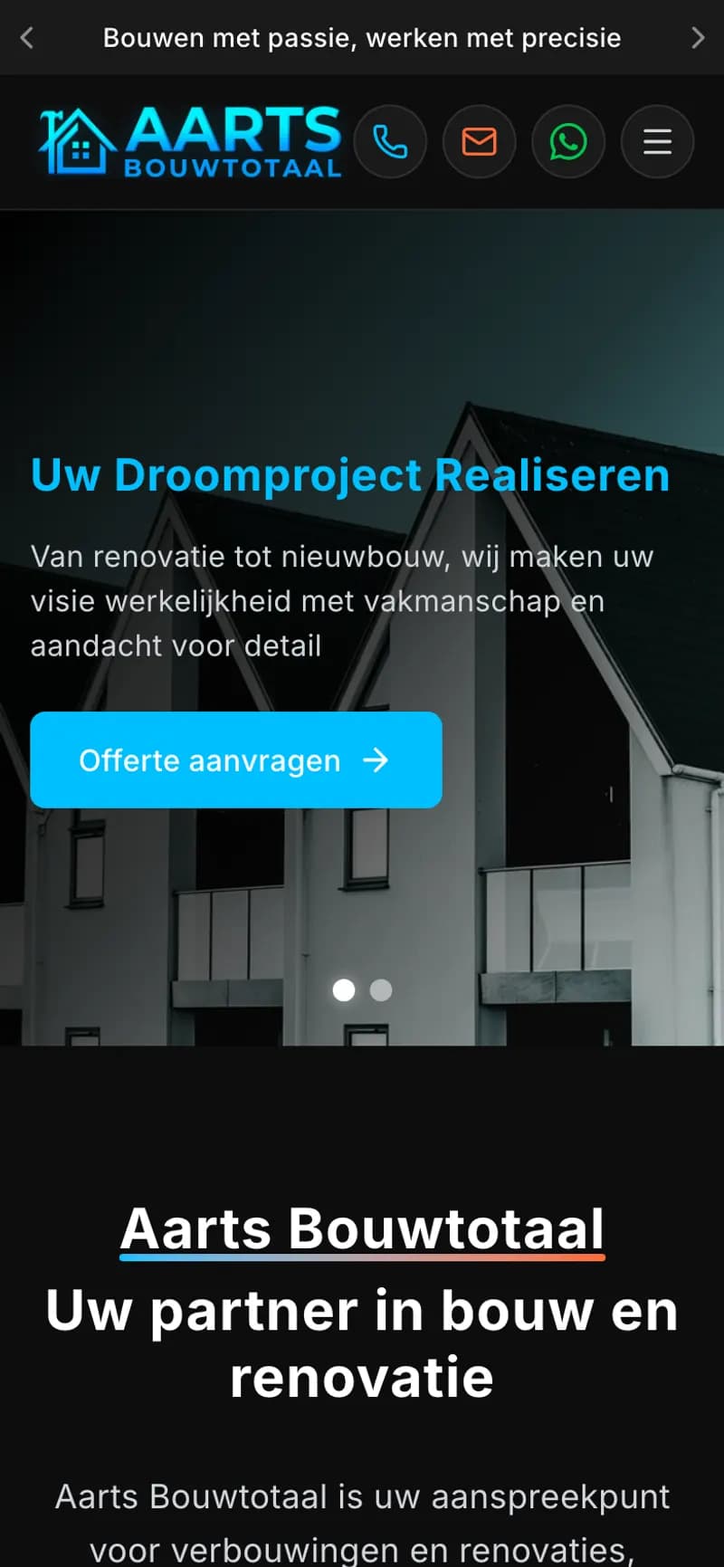 Aarts Bouwtotaal op mobiel