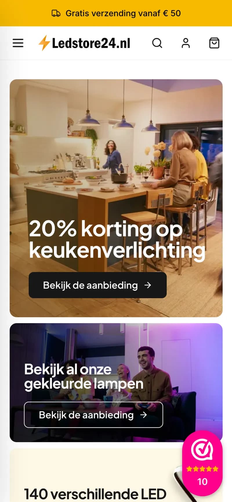 Ledstore24 op mobiel